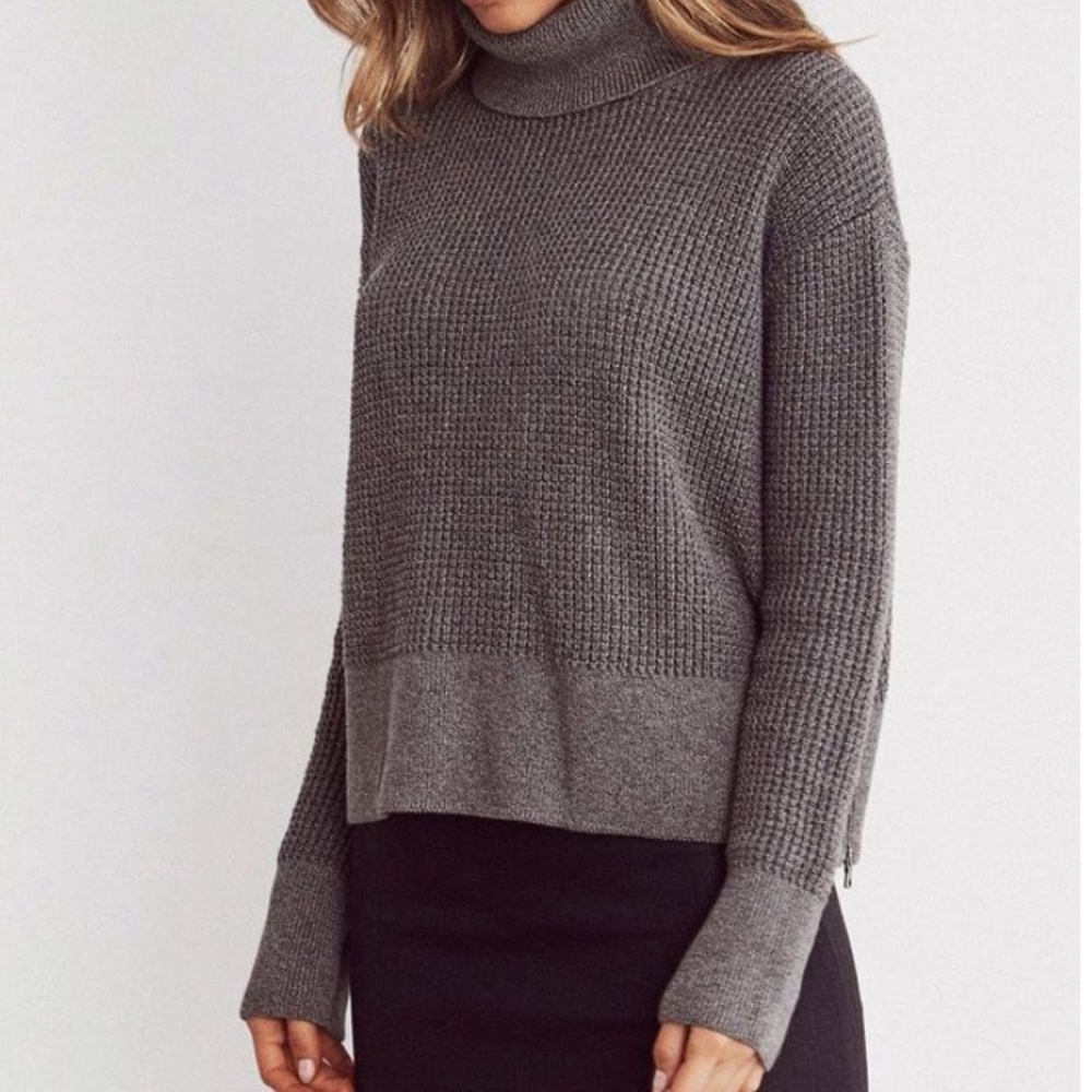 Vetta Mockneck Cropped Convertible Sweater Grey S